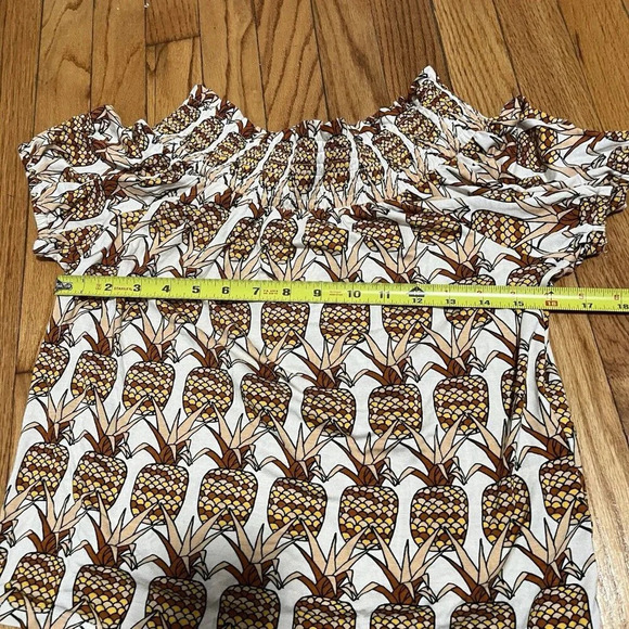 Anthropologie Porridge NWT Pineapple Off‎ Shoulder Bow Back Top Size XS - Picture 8 of 9